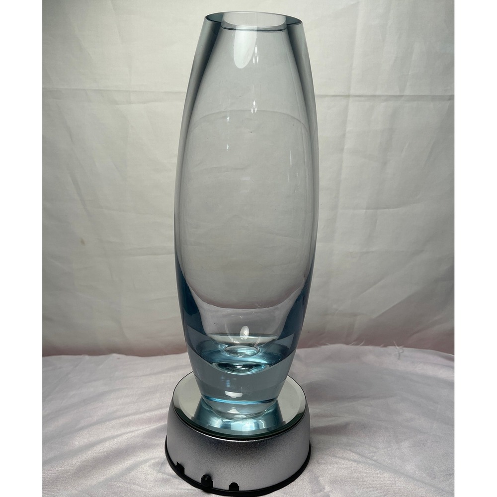 Vintage Holmegaard Hellas Clear Blue Glass Vase Per Lutken Denmark 1962 MCM 9"
